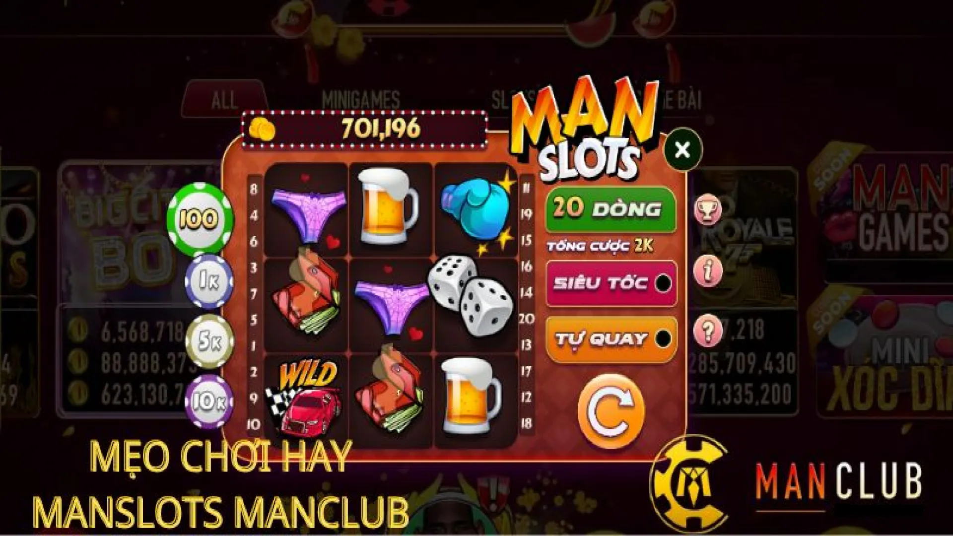 Hệ thống biểu tượng có trong MAN’S slot Manclub 